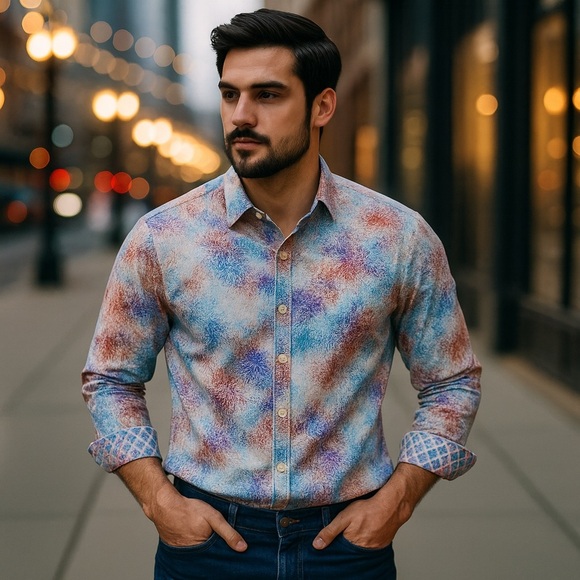 Robert Graham Classic Fit Long Sleeve Button Front Shirt Multicolor Print Size L - Picture 14 of 14